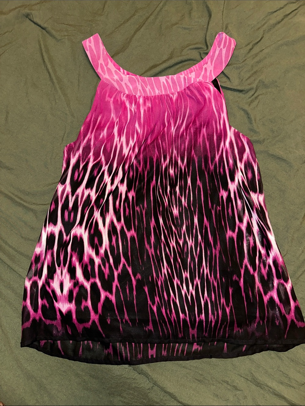 AB Studio Pink Ombre Animal Print Halter Tank